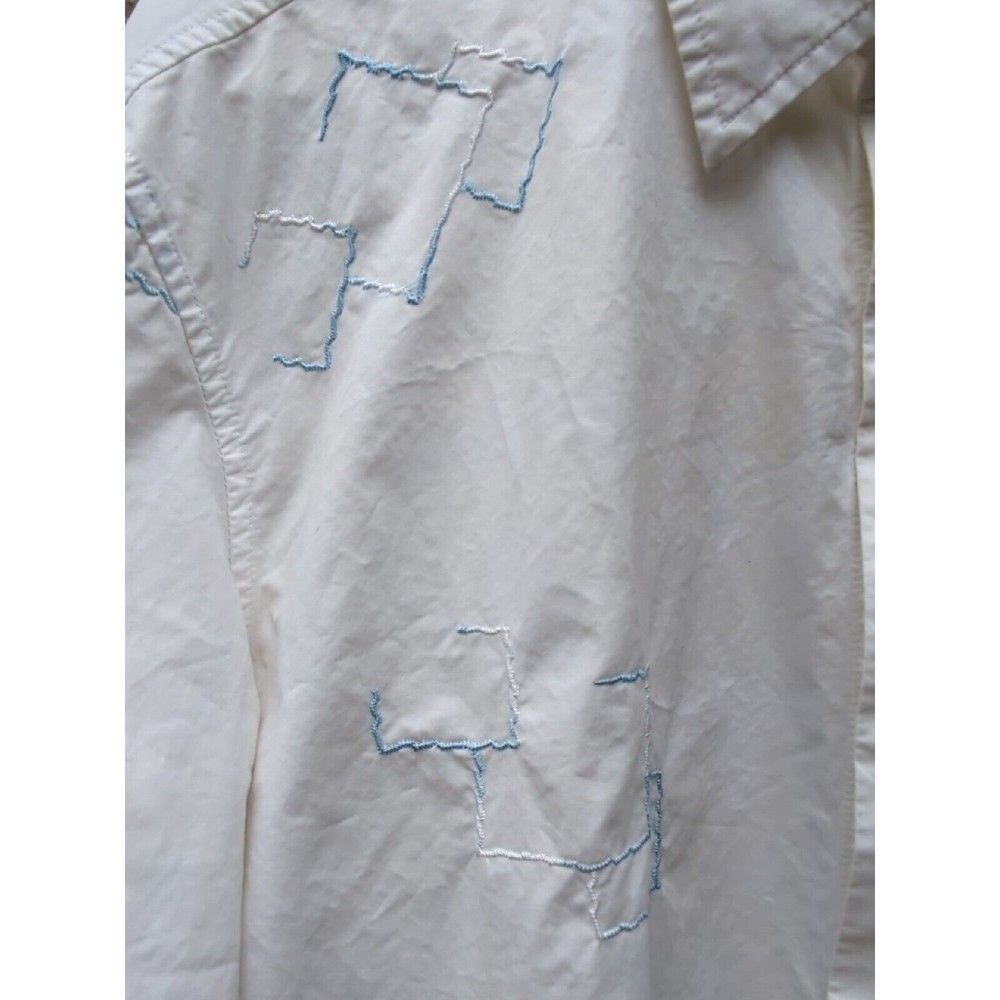 Pavi Shirt Made in Italy LG White Blue Embroidered Button Gigolo shirt - Picture 13 of 15